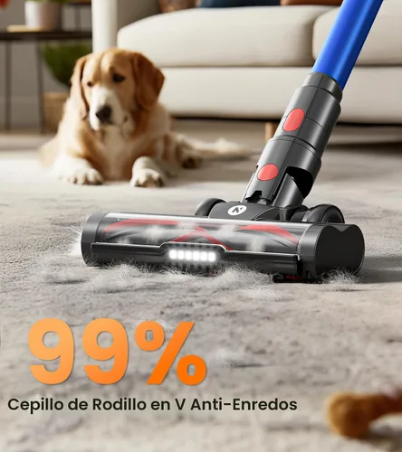 Miniatura 5 de NADALY Aspiradora inalámbrica, 550 W, 45 kPa, 65 minutos, aspiradora para el hogar, aspiradora de palo con pantalla LED, antienredos, autoportante