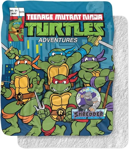 Teenage Mutant Ninja Turtles TMNT Comic Cover No.21 - Manta de sherpa de tacto sedoso, súper suave, 50 x 60 pulgadas