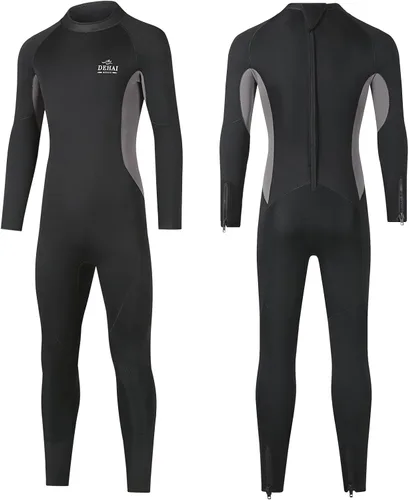 Miniatura 9 de DEHAI Traje de neopreno de 0.197 in para hombre, traje de neopreno para buceo, manga larga, cremallera trasera, cuerpo completo, traje de baño