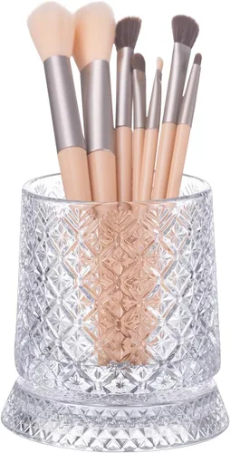 Miniatura 12 de DASITON Organizador de brochas de maquillaje, soporte de almacenamiento de brochas de cosméticos de cristal, organizador de maquillaje de vidrio