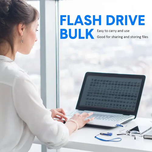 Miniatura 7 de Paquete de 50 unidades flash USB 2.0 de 128 MB a granel con cordones, unidad de pulgar USB giratoria a granel con luz LED, bolígrafo giratorio