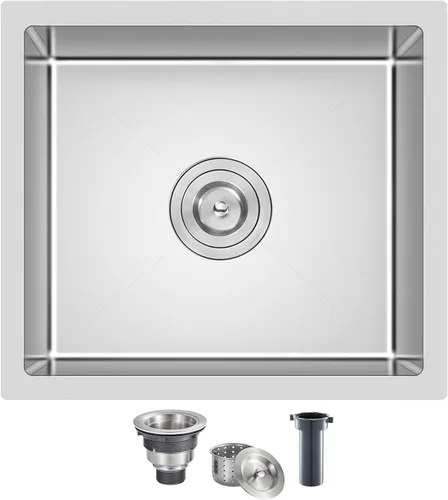 Miniatura 12 de Fregadero de cocina de 20 pulgadas, acero inoxidable SUS304 hecho a mano, fregadero de cocina con colador de fregadero (cepillado), 20 x 16 x 9
