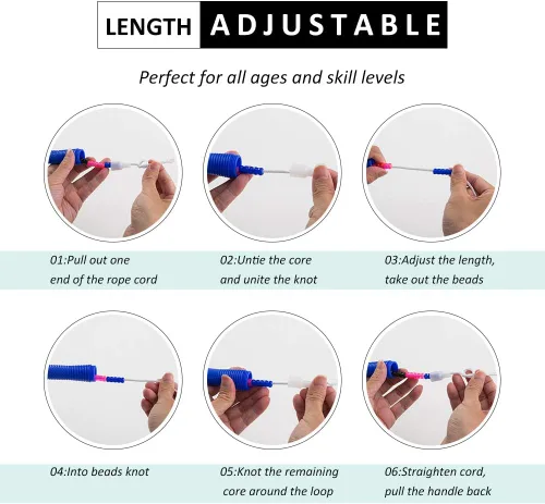 Miniatura 5 de Cuerda de saltar larga doble holandesa de 16 pies, paquete de 2, cuerda de saltar para niños y adultos, cuerda de saltar segmentada con cuentas Azul
