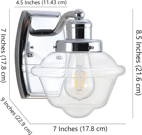 Miniatura 4 de JONATHAN Y Lámpara LED cromada de 7 pulgadas, lámpara de tocador LED de mediados de siglo para baño, cocina, pasillo, pantalla de vidrio