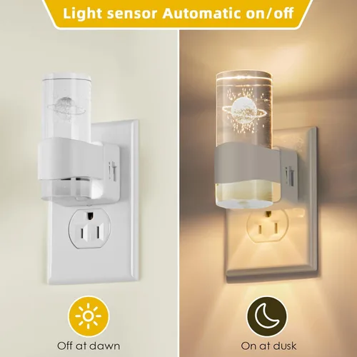 Miniatura 3 de Paquete de 2 luces LED de noche, regulable, sensor de atardecer a amanecer, brillo ajustable de 0-100 lúmenes, 3000 K, montaje en pared