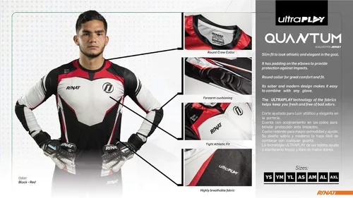 Miniatura 7 de Rinat Quantum Hero - Camiseta de portero sin pinpersonalizado con tu número RojoNegro