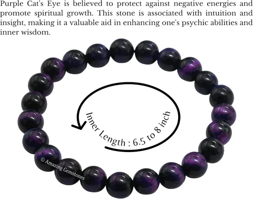Miniatura 780 de Amazing Gemstone Pulsera de cristal para mujeres y hombres, pulsera de cristal curativo de protección, pulsera elástica con cuentas de piedras