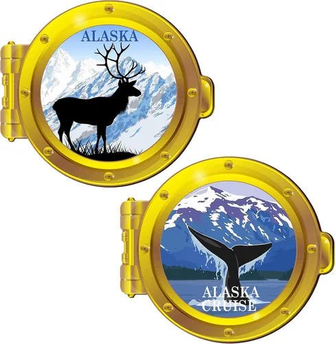 Kanayu 2 imanes magnéticos grandes para puerta de crucero de Alaska, divertidos imanes para refrigerador, accesorios de barco, camarote y cabina,
