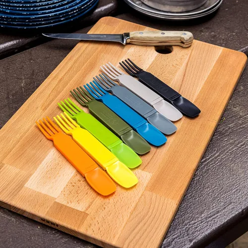 Miniatura 7 de ASR Outdoor Utensilios de plástico portátiles 3 en 1, accesorios de camping, color azul