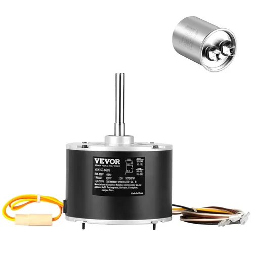 Miniatura 12 de VEVOR Motor de ventilador de condensador con condensador, 1/3HP 1075RPM 208-230V, compatible con GE Genteq K55HXGDD-81195 5KCP39GGY209AS, Fasco D925