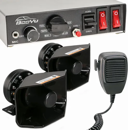 Sistema de megafonía de emergencia BooYu de 9 tonos, 12 V, 400 W, sirena de policía de advertencia para vehículos de bomberos, ambulancia, camiones,