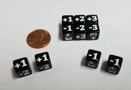 Miniatura 2 de Juego de 10 dados modificadores de estadísticas micro CCG negros para juegos como Magic: The Gathering (0.394 in)