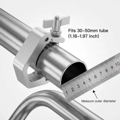 Miniatura 3 de QWORK Abrazadera de aluminio para luz de escenario, paquete de 10, ajuste de 1.18 a 1.97 pulgadas, carga de 330 libras para cabina de DJ, plataforma