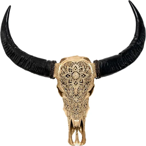 Miniatura 25 de Skull Bliss - Auténtica calavera de búfalo tallada a mano de taxidermia real/Decoración de pared única con calavera de toro real/Decoración genuina