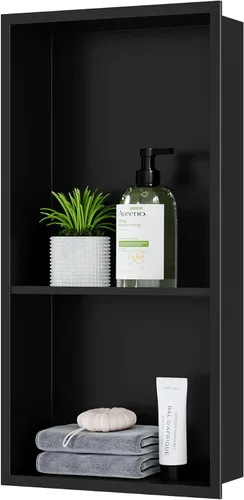 Miniatura 16 de Neodrain Nicho de ducha doble estante de acero inoxidable, no necesita azulejos, nichos de baño empotrados en la pared, nicho de pared empotrado