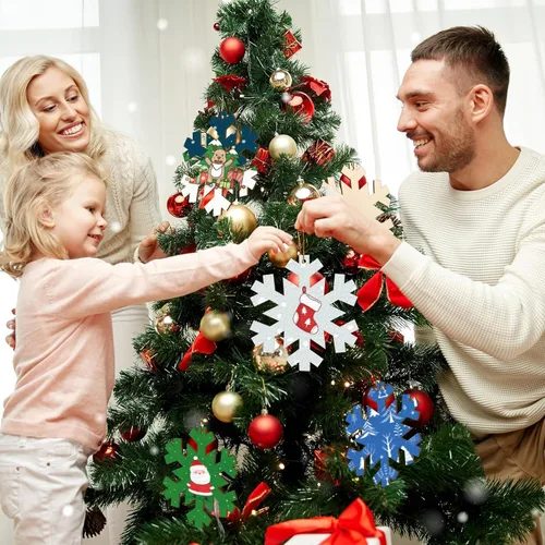 Miniatura 2 de Adornos de Navidad de Madera de Gran Tamaño de 7 Pulgadas para Pintar 10 PCS, Recortes de Copos de Nieve en Blanco DIY, Adorno de Madera Sin