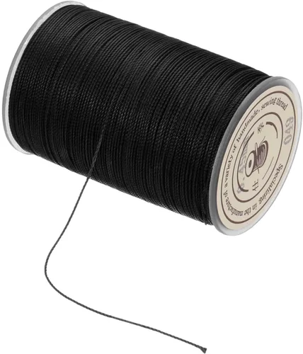 Miniatura 144 de MECCANIXITY Cordón encerado de poliéster encerado de 0.020 in, cuerda de cera de 175 yardas para hacer pulseras, collares, cuentas, joyería y Negro