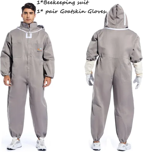 Miniatura 6 de ANDES Traje de abeja para hombres y mujeres, a prueba de picaduras, traje de apicultura de polialgodón, disfraz de apicultor y con guante y capucha