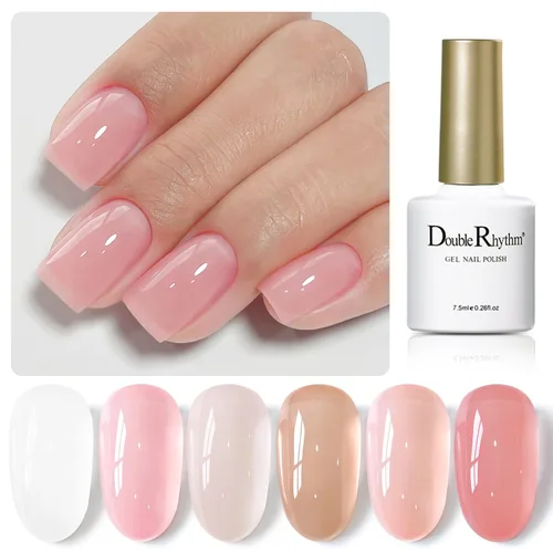Miniatura 12 de Double Rhythm - Juego de esmaltes de uñas de gel de 6 colores Baby Light Pastel Milky, kit de iniciación para arte, bricolaje, salón, hogar