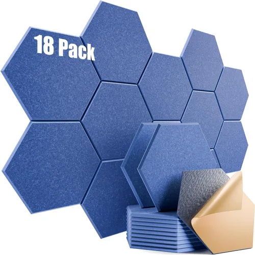 Miniatura 45 de Paquete de 12 paneles acústicos autoadhesivos de 12 x 10 x 0.4 pulgadas, paneles de espuma a prueba de sonido con alta densidad, diseño forrado