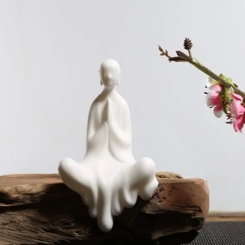 Miniatura 2 de KJYHXX Muebles de cerámica blanca del pequeño monje hecho a mano Home Deco regalo creativo (tranquilidad)