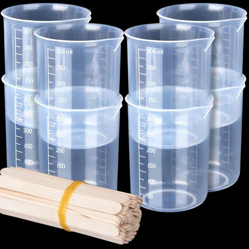 LEOBRO 8 tazas de mezcla de resina, vasos medidores de plástico de 10.1 fl oz para resina, tazas de mezcla de pintura, vasos de plástico, tazas