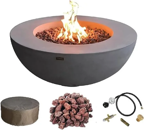 Miniatura 66 de Elementi+ Mesa de Fuego de Gas Colorado de Hormigón Fundido de 56" Rectangular, Hoguera al Aire Libre con Ignición Electrónica Incluye Cubierta