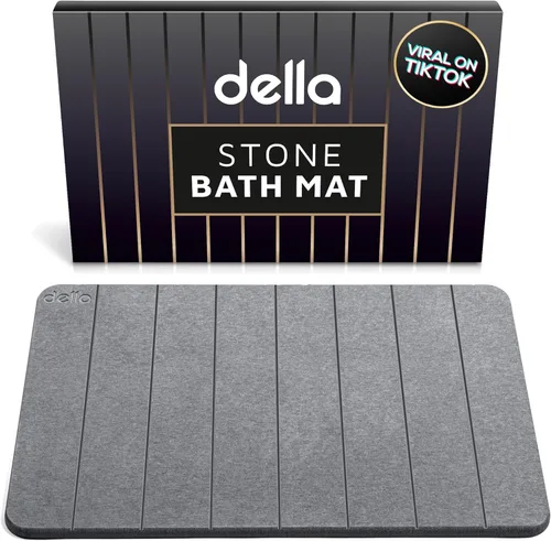 Miniatura 7 de della Tapete de baño de piedra de primera calidad, lujosa piedra de baño de diatomita de secado rápido para suelo de baño, moderna alfombra de ducha