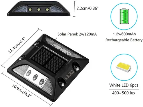 Miniatura 2 de Luz solar para cubierta de entrada, IP68 impermeable para exteriores, reflectores para exteriores, luz LED para muelle, pasarela, carril, porche