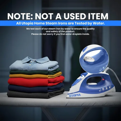 Miniatura 11 de Utopia Home Plancha de vapor para ropa con suela antiadherente, plancha de ropa de 1200 W con control de termostato ajustable, protección