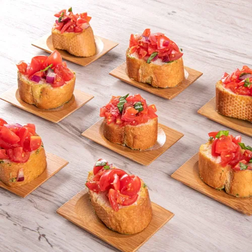 Miniatura 4 de Restaurantware -Vajilla de bambú desechable de 3 pulgadas, 100 platos rectangulares de bambú - Sangría redonda de primera calidad, platos de bambú