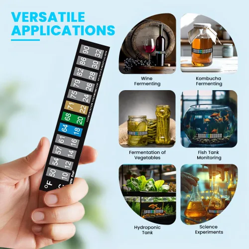 Miniatura 7 de Tira de termómetro horizontal adhesiva, pantalla digital de temperatura para fermentación, elaboración de cerveza, vino, cerveza, kombucha