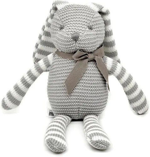 Miniatura 2 de FLUFFYFUN Juguetes orgánicos para bebés, conejito gris, conejo de peluche, 7.1 pulgadas