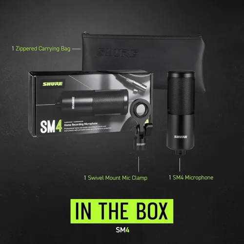 Miniatura 2 de Shure SM4-K - Micrófono condensador de estudio, micrófono XLR para grabación de estudio en casa, voces e instrumentos con sonido listo para mezclar
