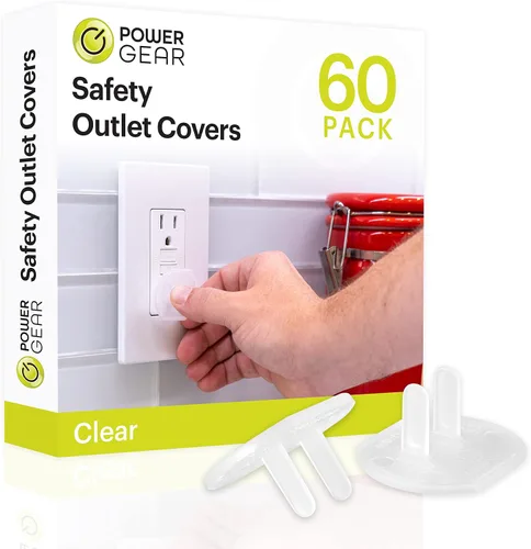 Power Gear - Tapas para enchufes a prueba de bebés y niños, cubiertas de enchufes para tomas de corriente, fácil instalación, cubiertas de enchufes