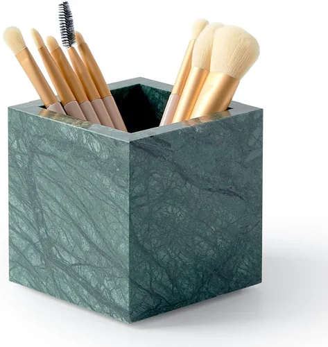 Miniatura 12 de Portacepillos de mármol natural lujoso real y organizador de brochas de maquillaje y soporte para bolígrafos para escritorio, portautensilios
