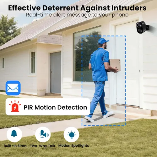 Miniatura 7 de realhide Cámaras de seguridad inalámbricas para exteriores, 2K alimentada por batería AI Detección de Movimiento Spotlight Sirena Alarma WiFi