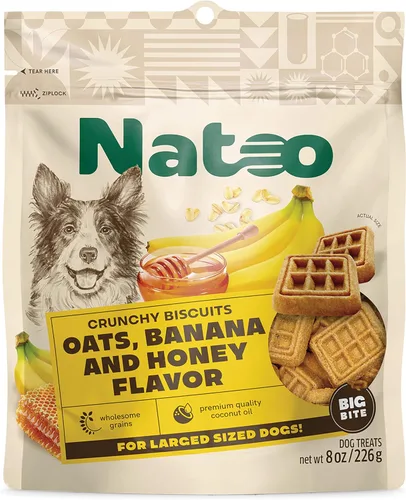 Miniatura 12 de NATOO Golosinas saludables para perros grandes, galletas crujientes sabor coco y mango, golosinas naturales para perros, ricas en Omega 6