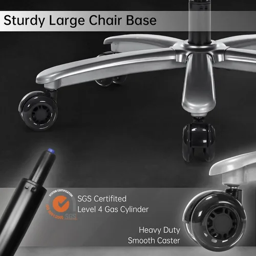 Miniatura 8 de Silla de oficina grande y alta de 500 libras, silla de escritorio ergonómica resistente con soporte lumbar ajustable, silla ejecutiva de computadora