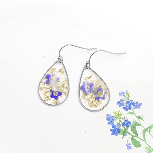 Miniatura 37 de Pendientes de flores prensadas hechos a mano para mujer