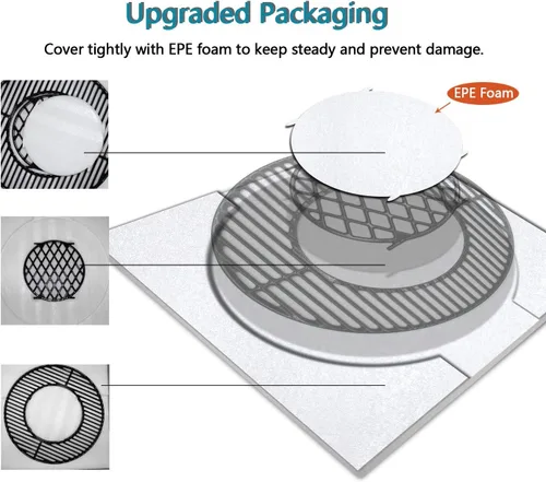 Miniatura 6 de Hongso 8835 Rejillas antiadherentes con revestimiento de porcelana pulida de 21.5 pulgadas para Weber Original Kettle Premium de 22 pulgadas