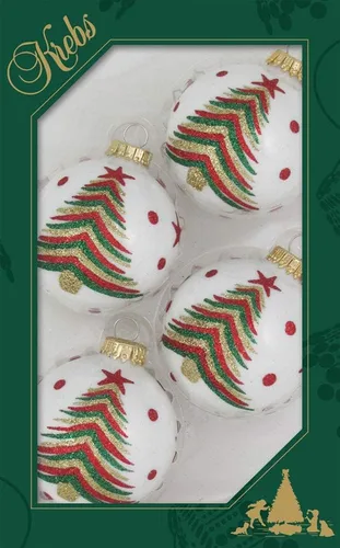 Miniatura 6 de Adornos de árbol de Navidad de vidrio - 67 mm/2.625" [4 piezas] Bolas decoradas de Adornos navideños sin costuras para colgar de Christmas by Krebs