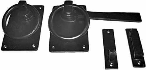Renovators Supply Manufacturing Cerradura de puerta de hierro forjado negro de 6.5 pulgadas con herrajes de montaje