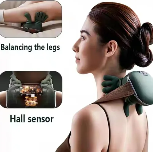 Miniatura 4 de Almohada masajeadora de cuello, masajeador de cuello, con ajuste de 3 velocidades, almohada de masaje eléctrica, para mujeres y hombres (1 juego)