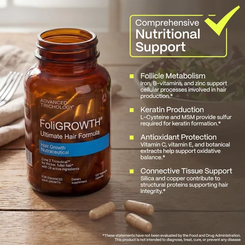 Miniatura 4 de Advanced Trichology FoliGROWTH™ Suplemento para el Crecimiento del Cabello para Cabello Más Grueso y Abundante Aprobado* por la Asociación