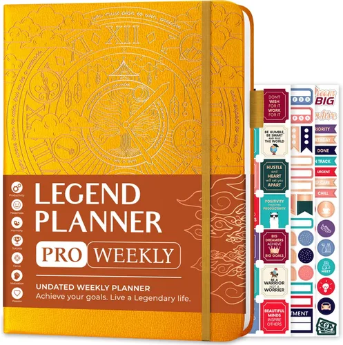 Legend Planner PRO - Planificador de vida semanal y mensual de lujo para aumentar la productividad y alcanzar tus objetivos. Cuaderno organizador de