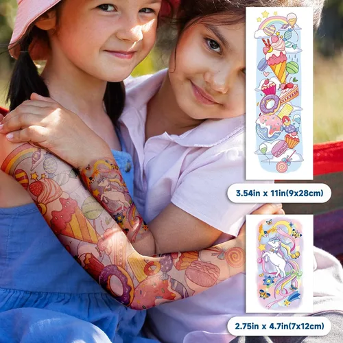 Miniatura 6 de EMOME Mangas de tatuaje para niños, 66 hojas de tatuajes temporales para niñas y niños, calcomanías de tatuajes falsos con temática de sirena