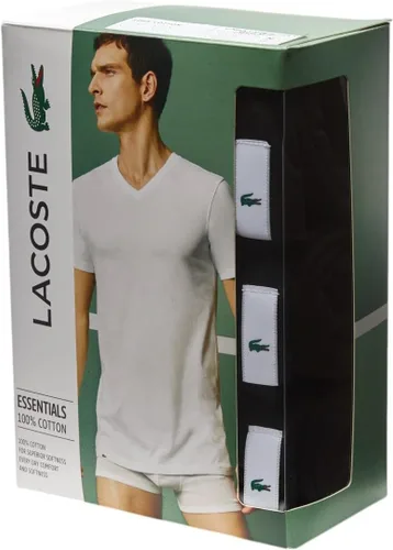 Miniatura 5 de Lacoste Camiseta de cuello redondo de ajuste regular 100% algodón para hombre, paquete de 3