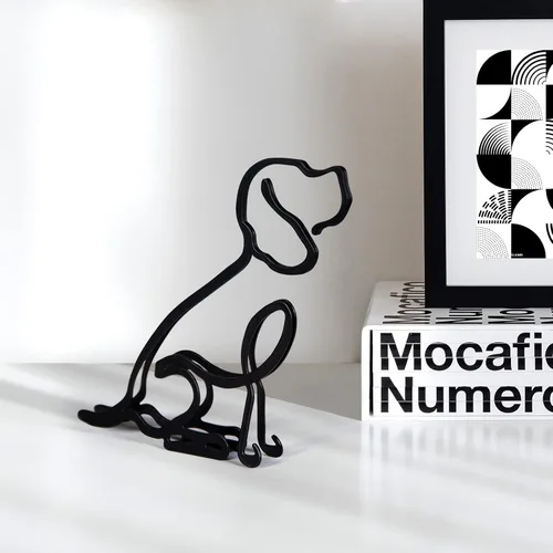 Miniatura 3 de Escultura de pared de arte minimalista para perro, alambre de metal abstracto, línea geométrica, dibujo, estatua de arte (Beagle)