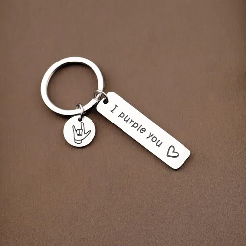 Miniatura 4 de TGBJE Llavero I Purple You con texto en inglés I love you, regalo para novio, día de San Valentín